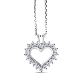 10k White Gold Heart Moissanite Necklace 1.2ct Total