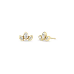 14k Marquise Diamond Fan Studs