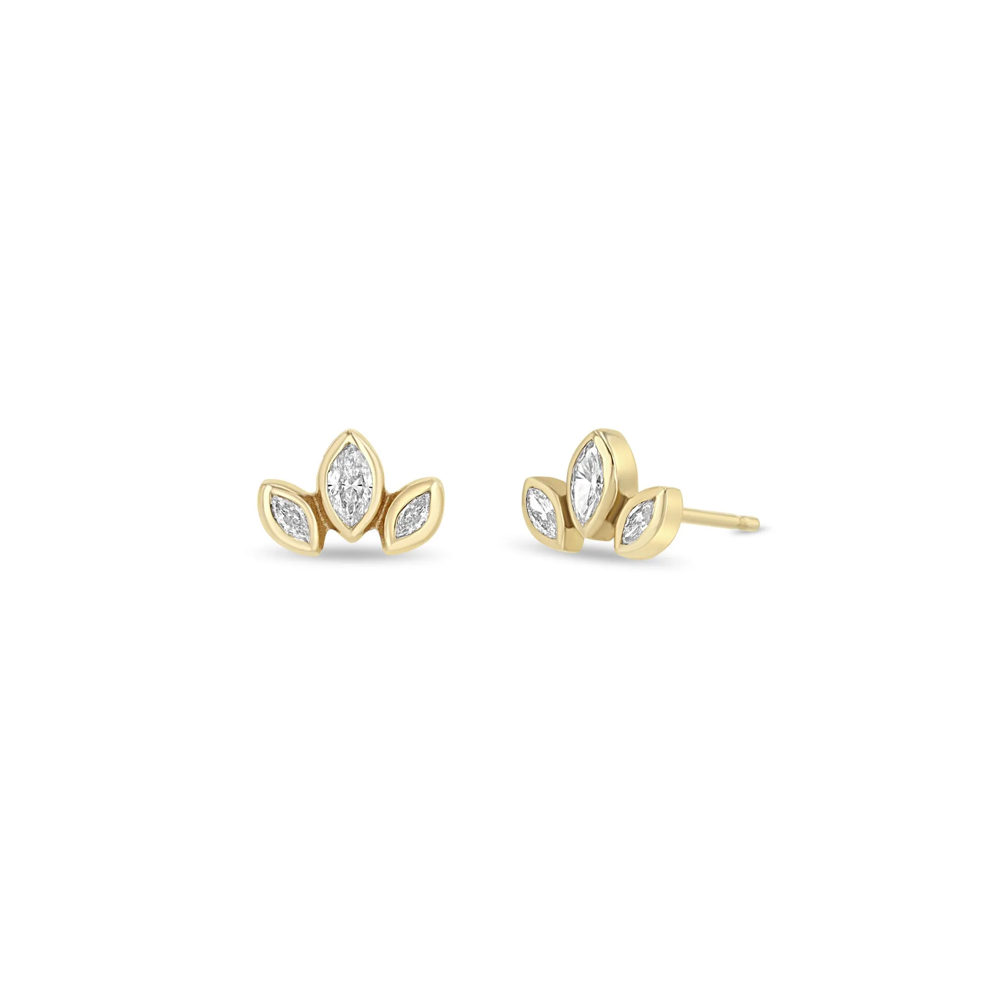 14k Marquise Diamond Fan Studs