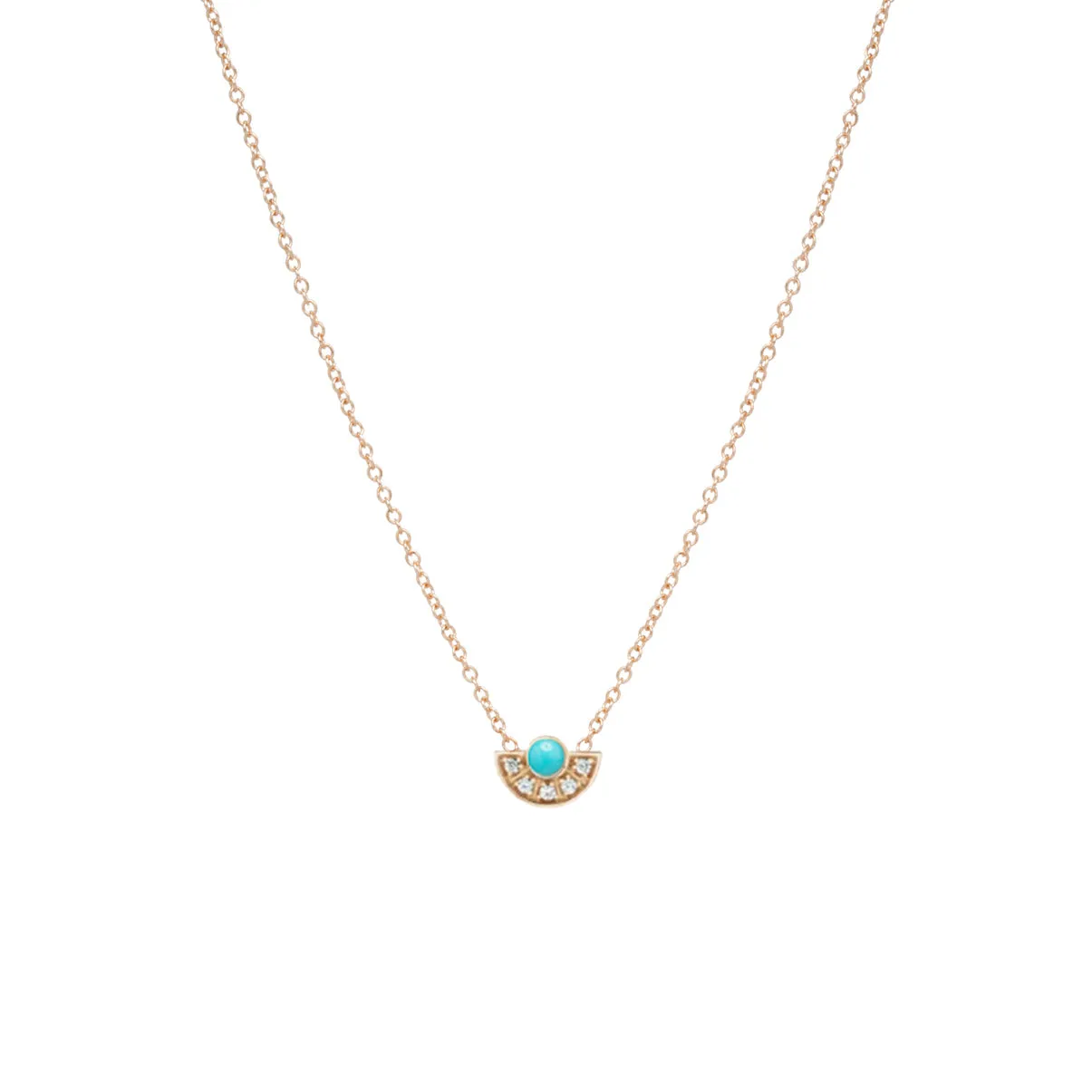 14k Turquoise & Diamond Horizon Fan Necklace