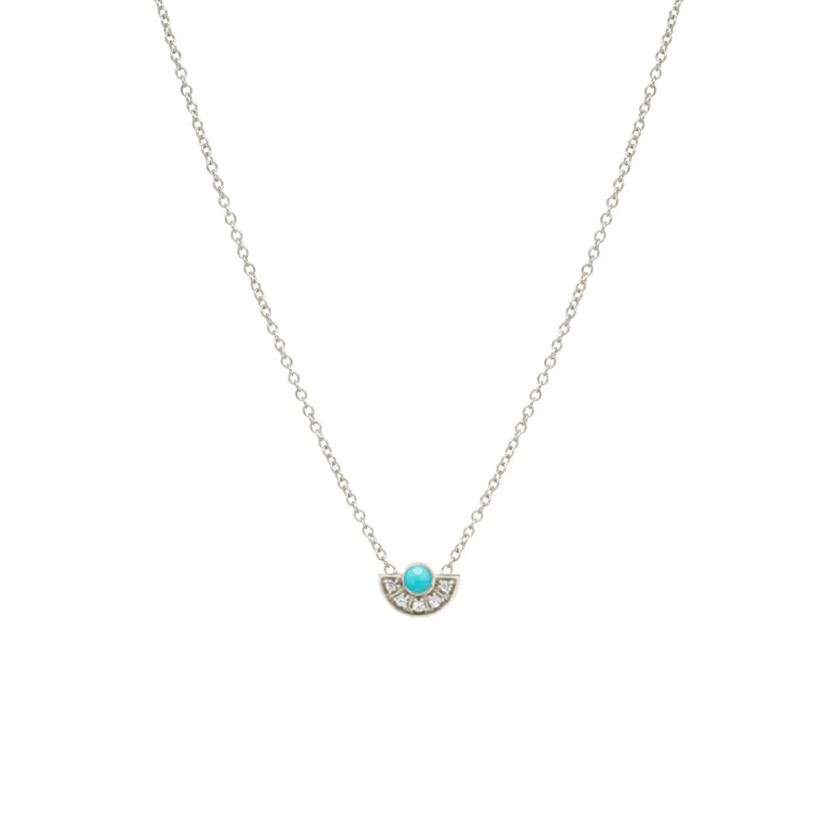 14k Turquoise & Diamond Horizon Fan Necklace