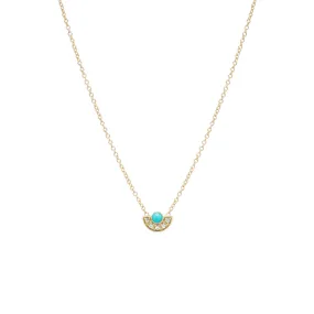 14k Turquoise & Diamond Horizon Fan Necklace