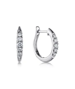 14K White Gold Classic Round 15mm Diamond Huggies