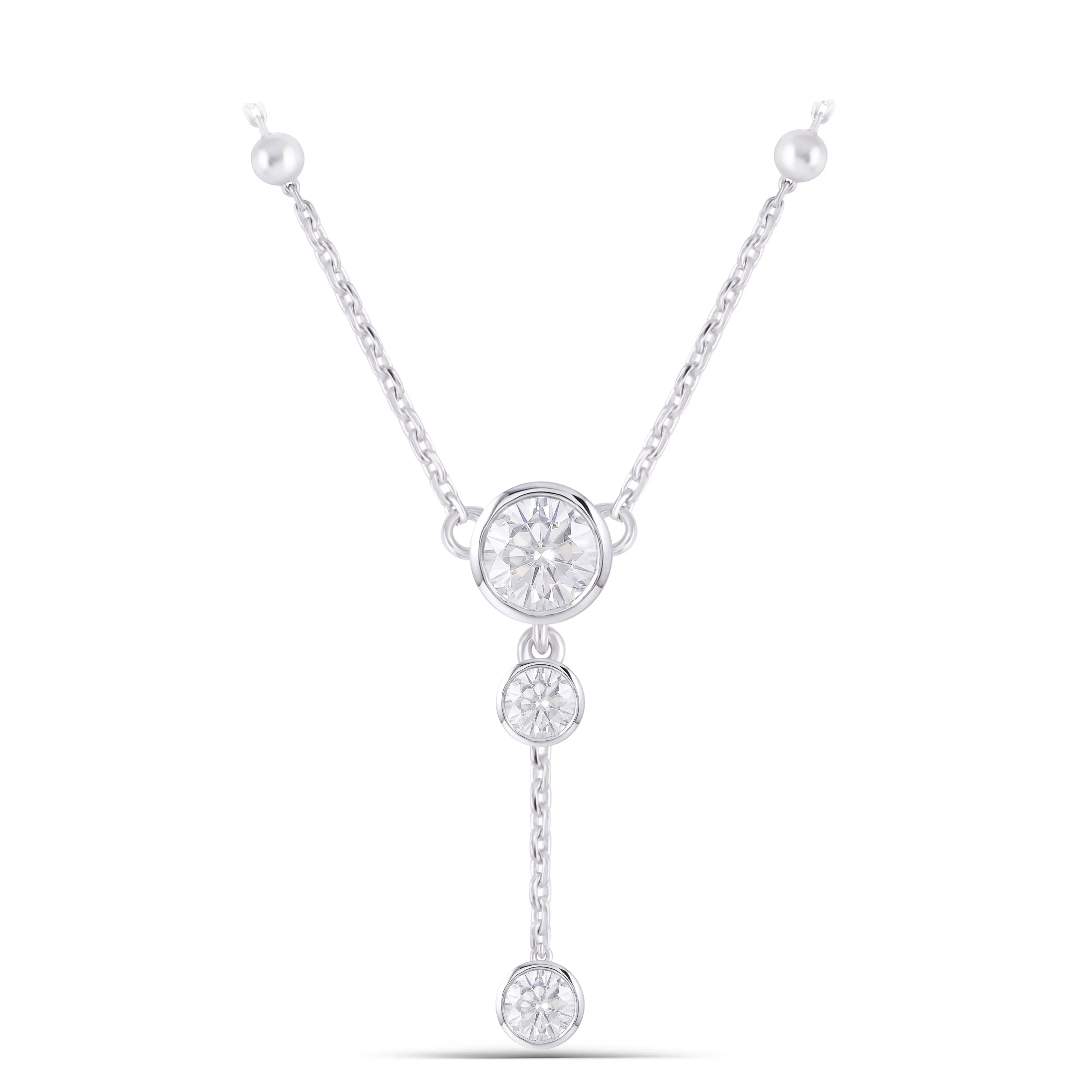 14k White Gold Dangle Moissanite Necklace 1.22ct Total.