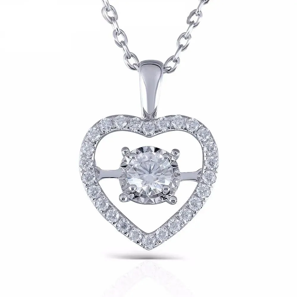 14k White Gold Moissanite Necklace / Pendant 0.5ct Center Stone