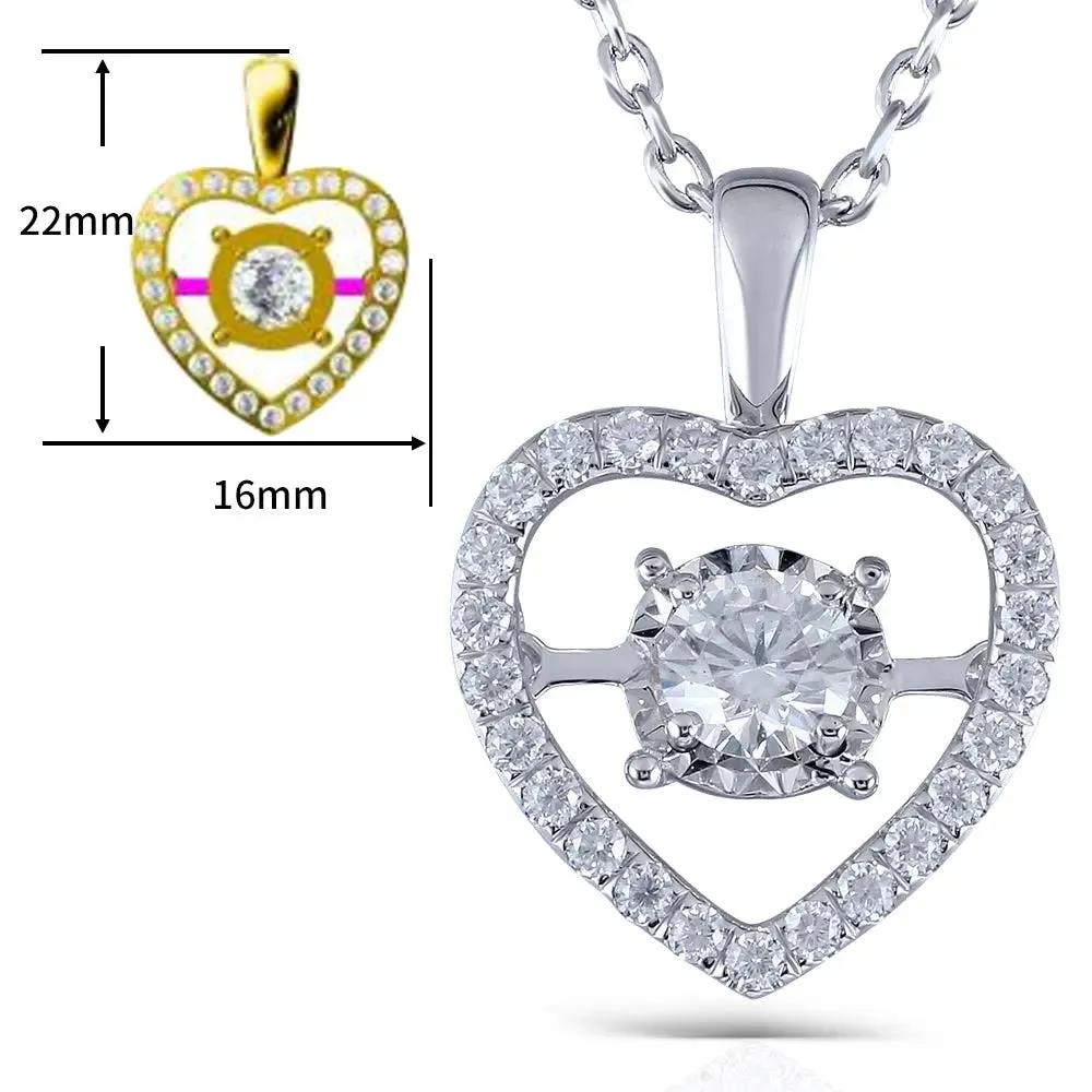 14k White Gold Moissanite Necklace / Pendant 0.5ct Center Stone