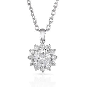 14k White Gold Moissanite Necklace / Pendant 1ct Center Stone