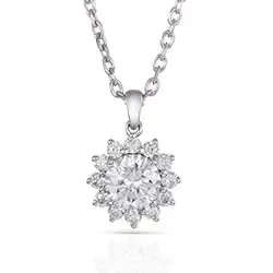 14k White Gold Moissanite Necklace / Pendant 1ct Center Stone