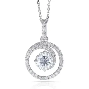 14k White Gold Moissanite Necklace / Pendant 1ct Center Stone