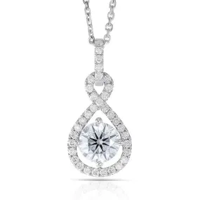 14k White Gold Moissanite Necklace / Pendant 1ct Center Stone