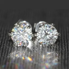 14k White Gold Moissanite Stud Earrings 1.6ctw