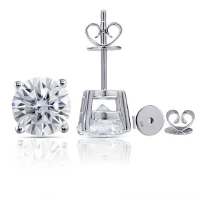 14k White Gold Stud Moissanite Earrings 1.68ctw & 2.6ctw