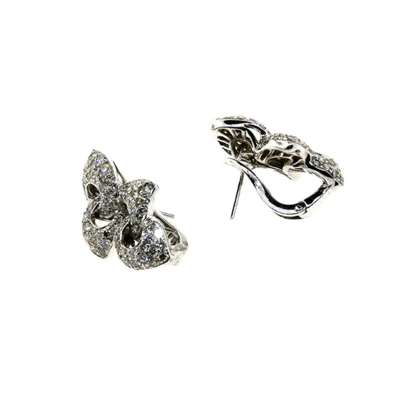 18KT W/G Pave Diamond Leaf Earrings