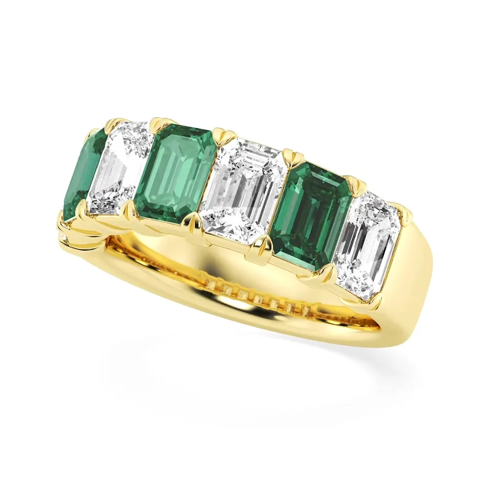 2.88ctw. Classic Lab Grown Emerald Moissanite Anniversary Band