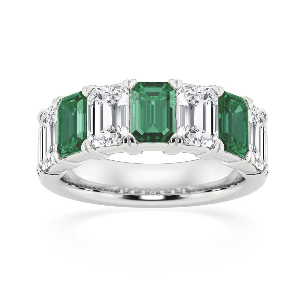 2.88ctw. Classic Lab Grown Emerald Moissanite Anniversary Band