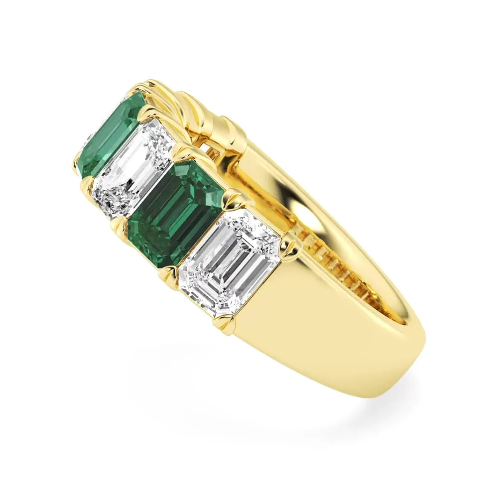 2.88ctw. Classic Lab Grown Emerald Moissanite Anniversary Band