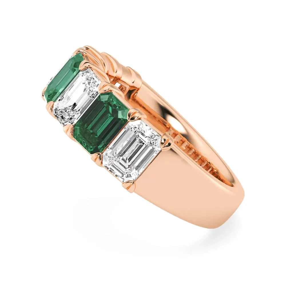 2.88ctw. Classic Lab Grown Emerald Moissanite Anniversary Band