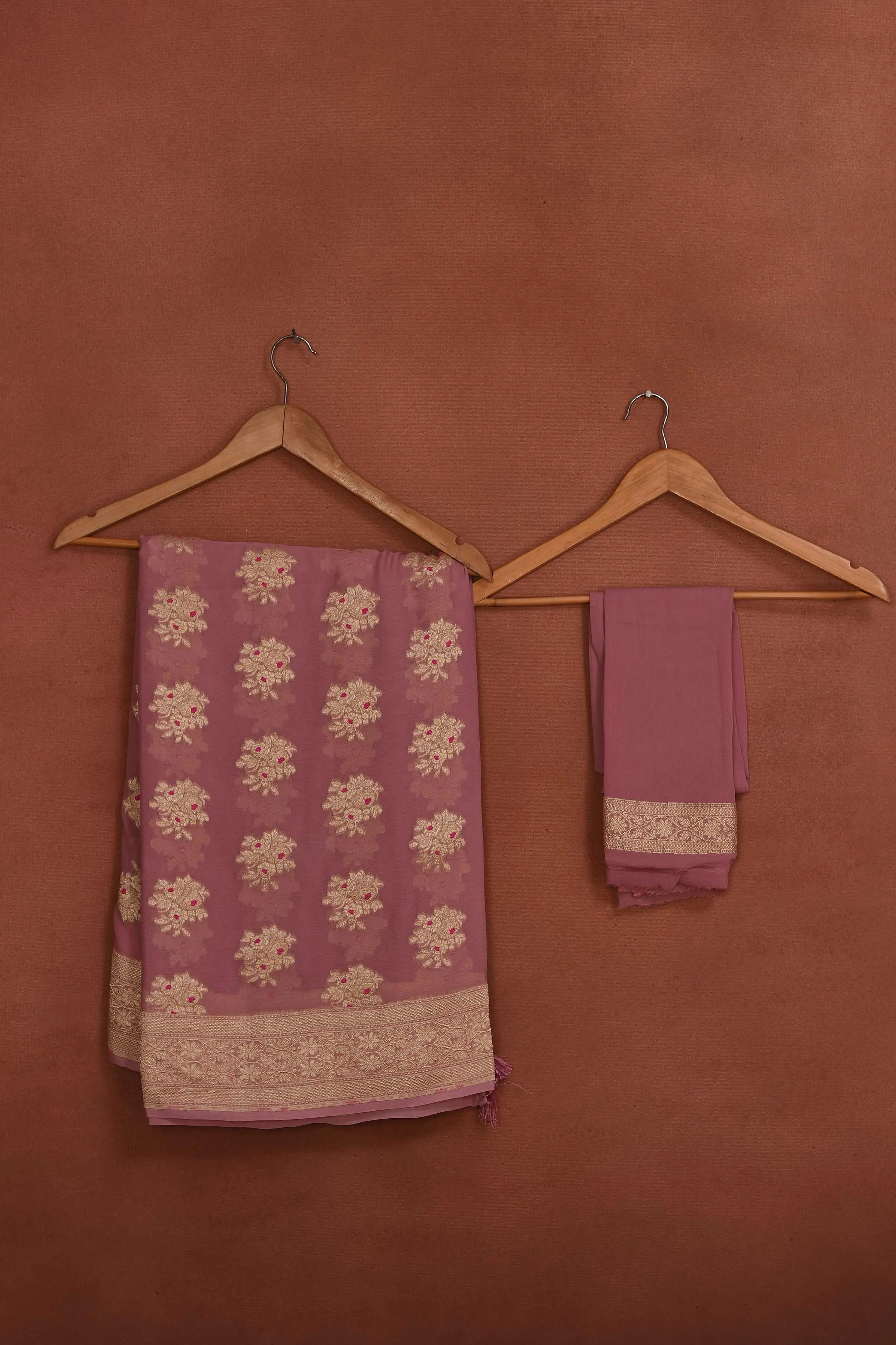 91A169-RO Pink Katan Silk Banarasi Sari with Zari Minakari Buta