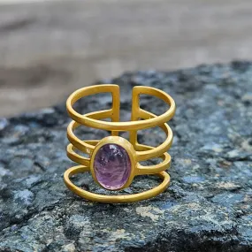 Amethyst Cuff Stone Ring