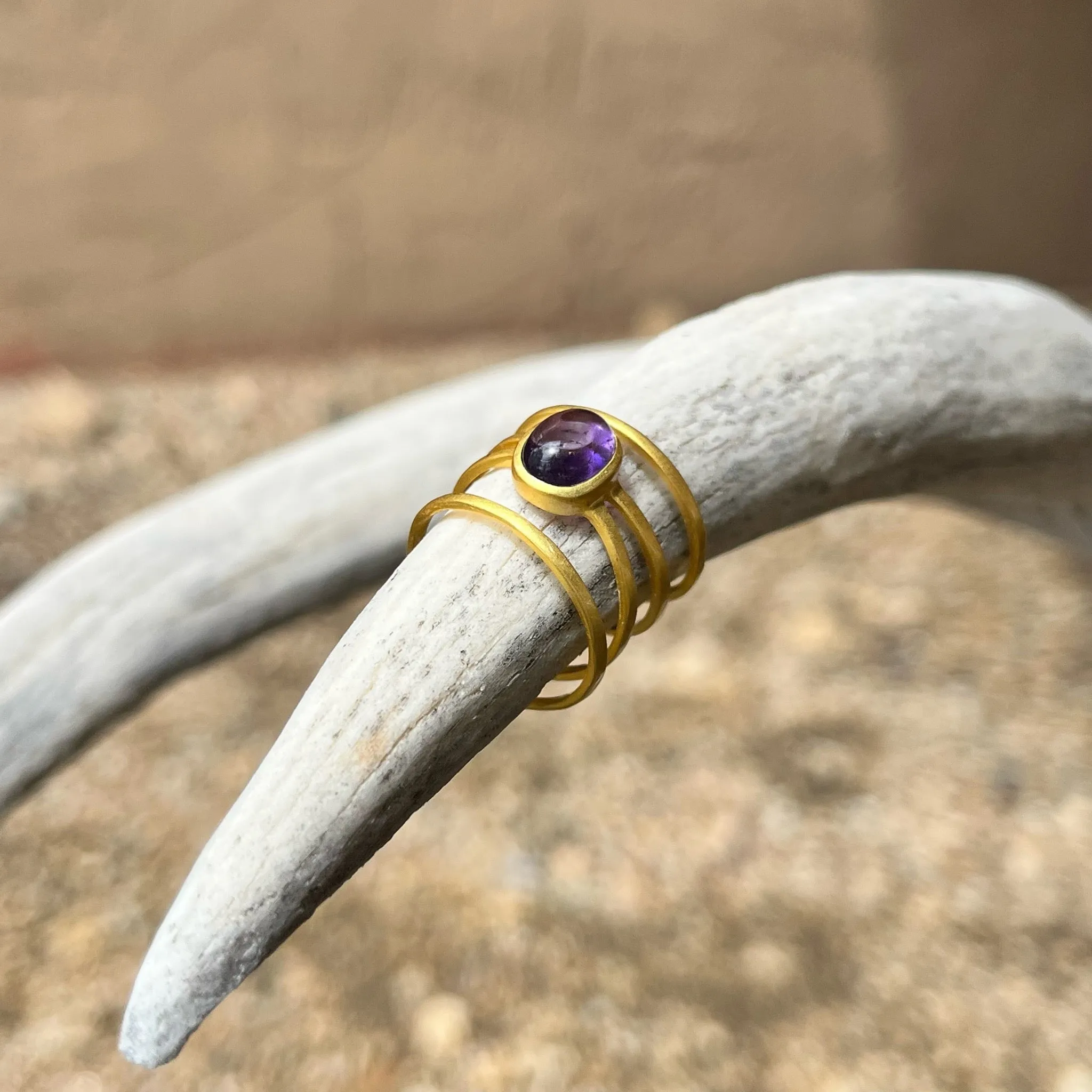 Amethyst Cuff Stone Ring