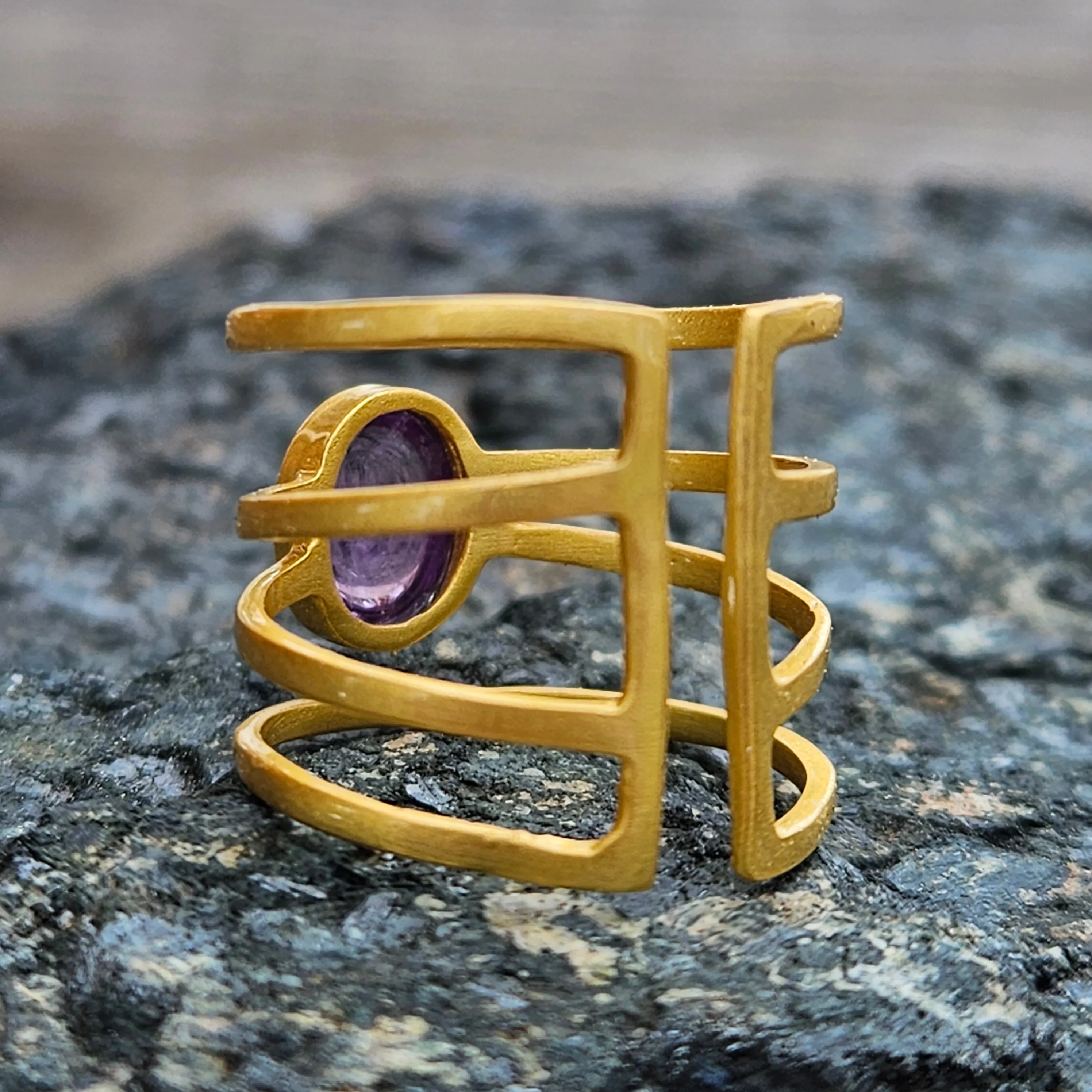 Amethyst Cuff Stone Ring