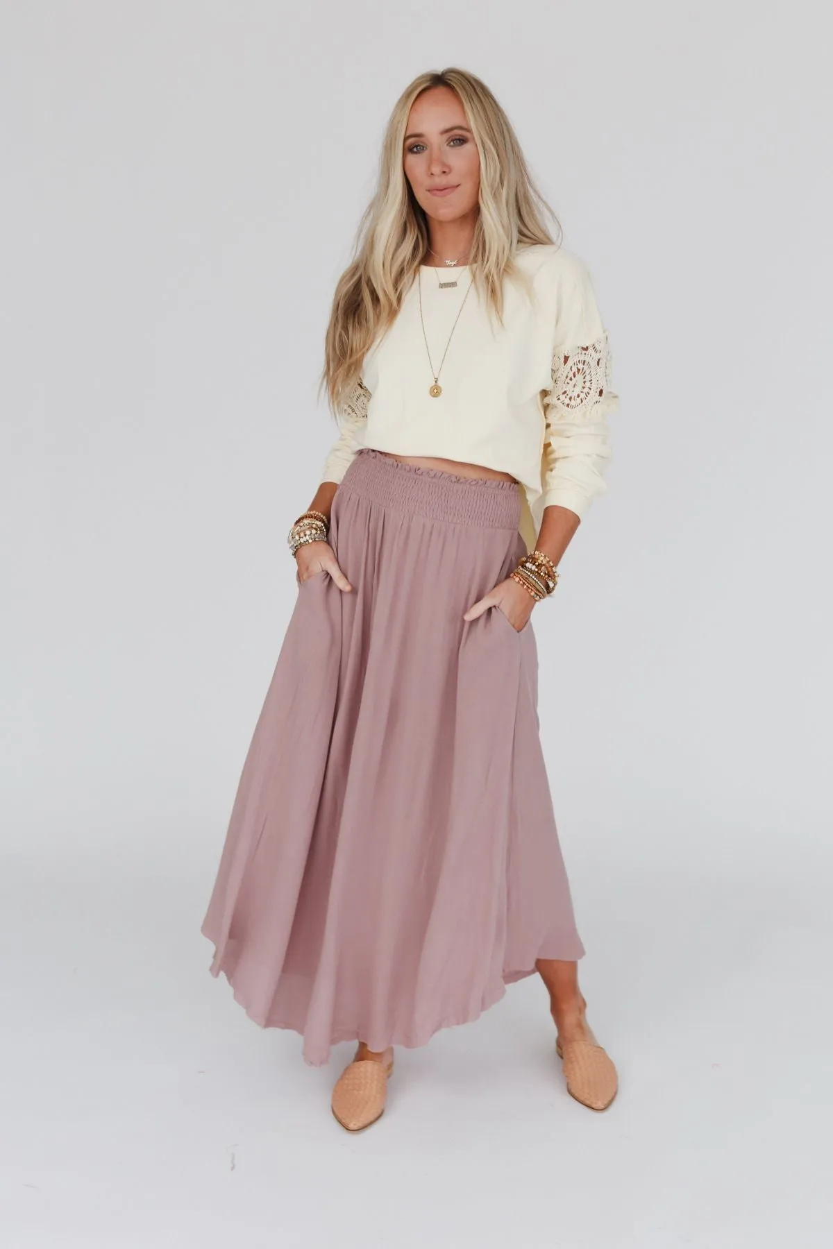 Anything Goes Maxi Skirt - Mauve