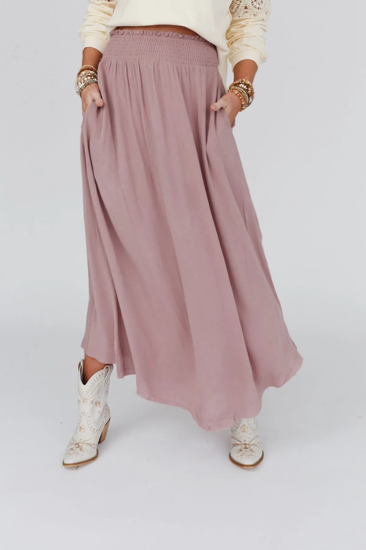 Anything Goes Maxi Skirt - Mauve