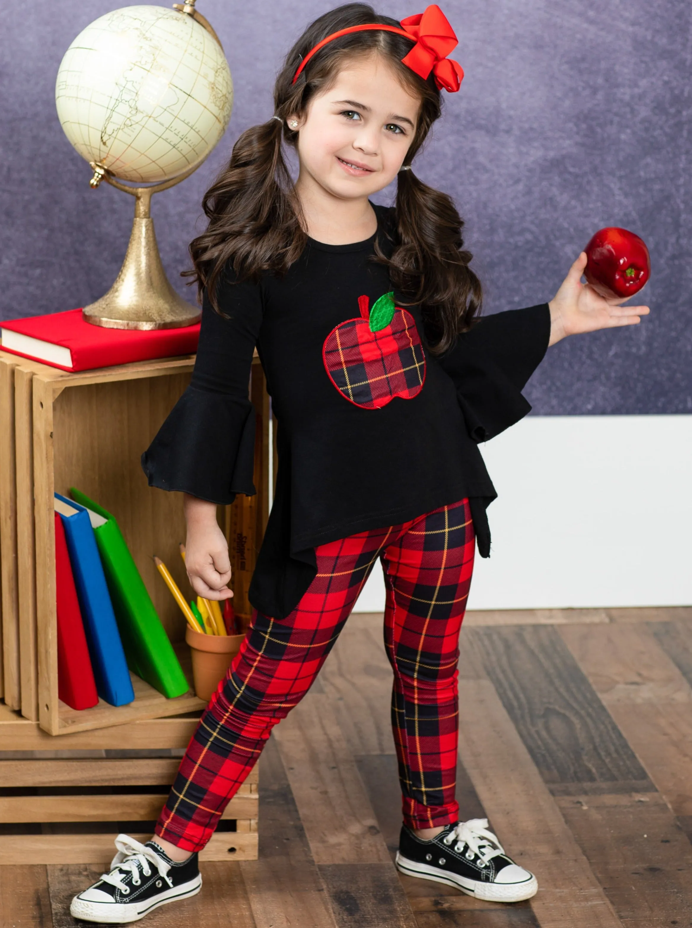 Apple Princess Plaid Legging Set