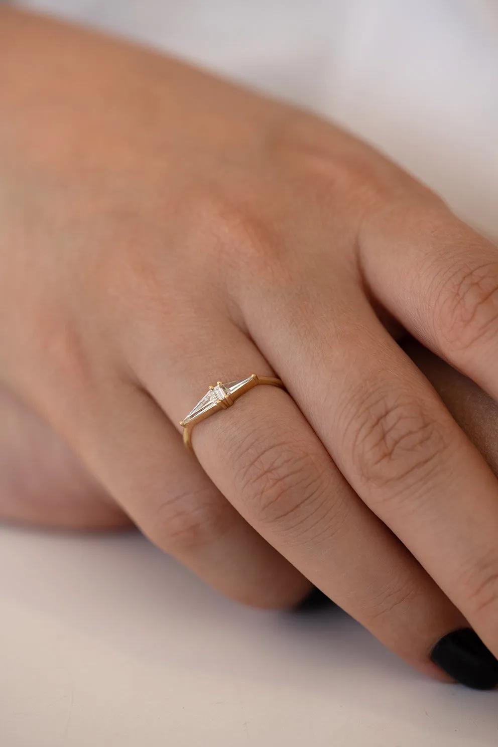 Asymmetrical Engagement Ring - Arrow Diamond Ring