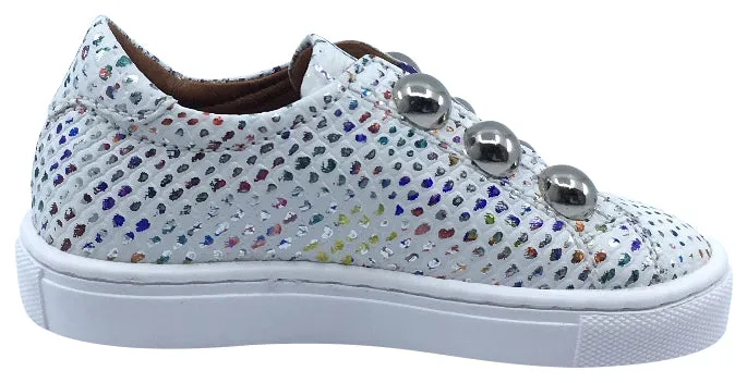 Atlanta Mocassin Shoes Girl's Iridescent Sneakers, White