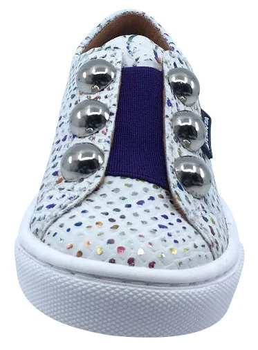 Atlanta Mocassin Shoes Girl's Iridescent Sneakers, White