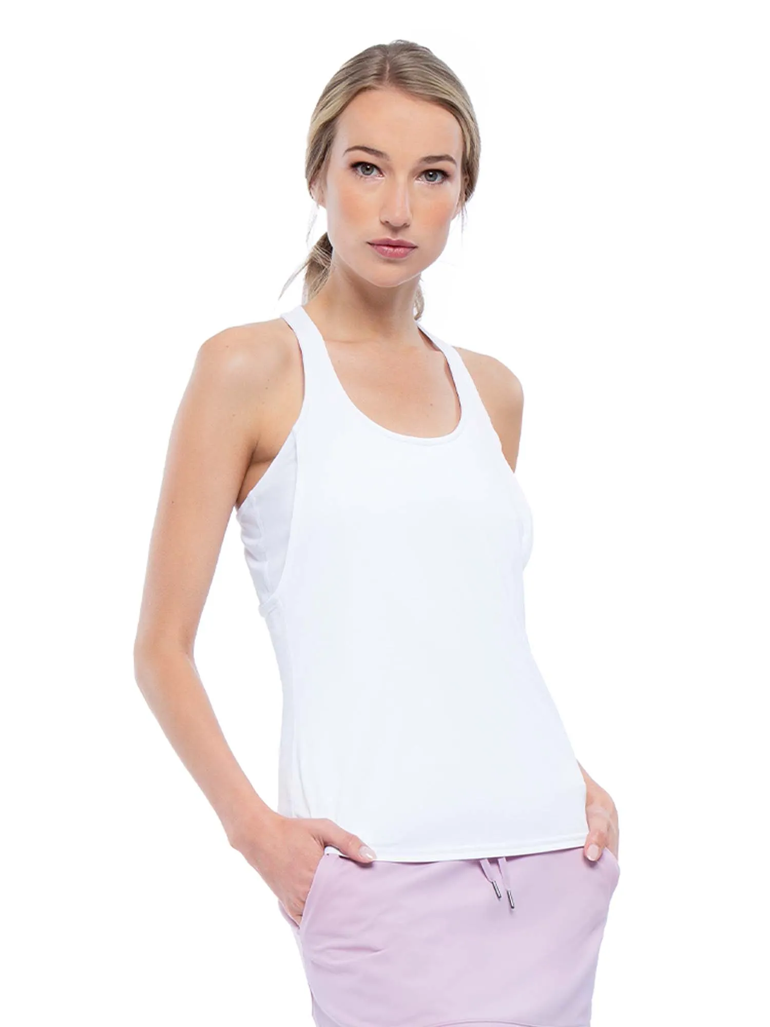 Aubrey Double Layer Athleisure Tank - White