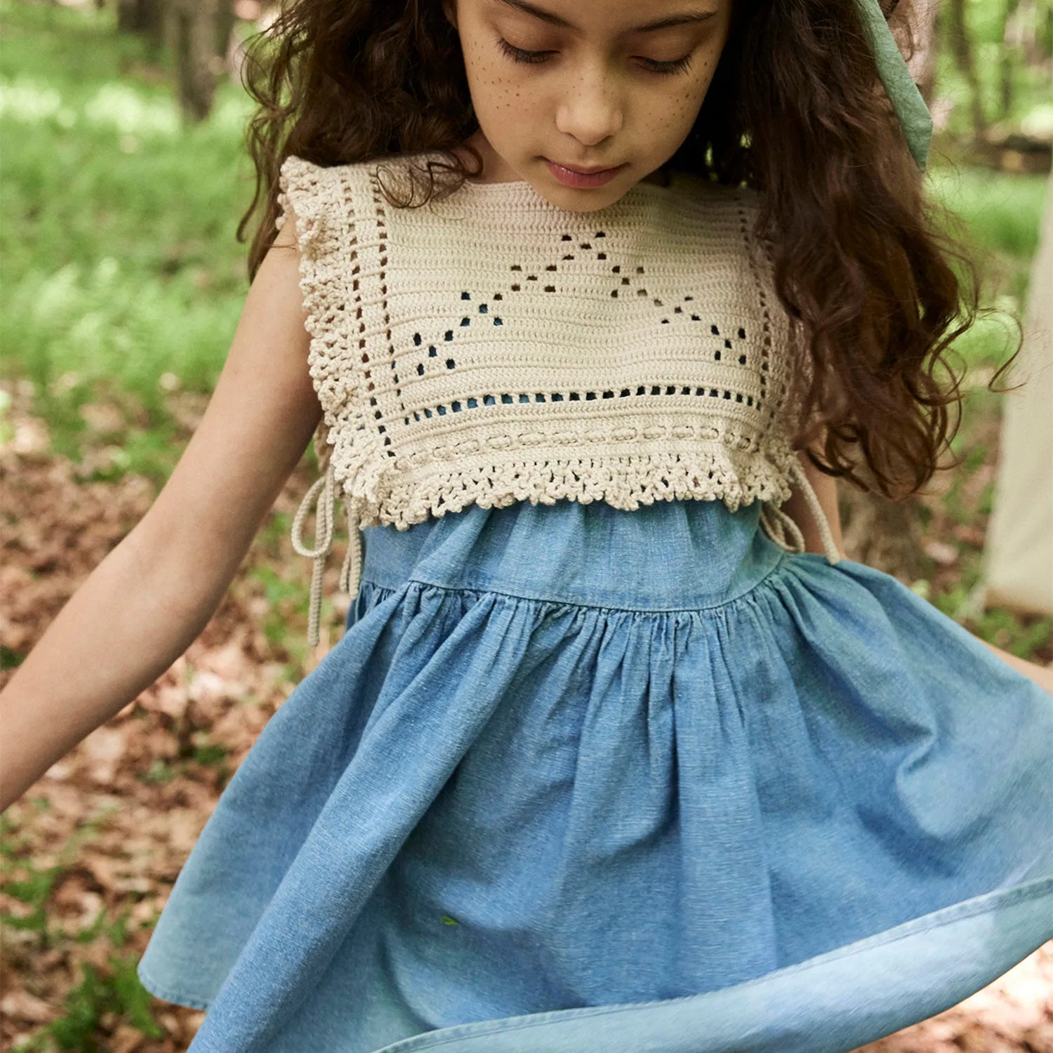 Baby & Kids Cotton/Linen Birdie Tunic - Chambray