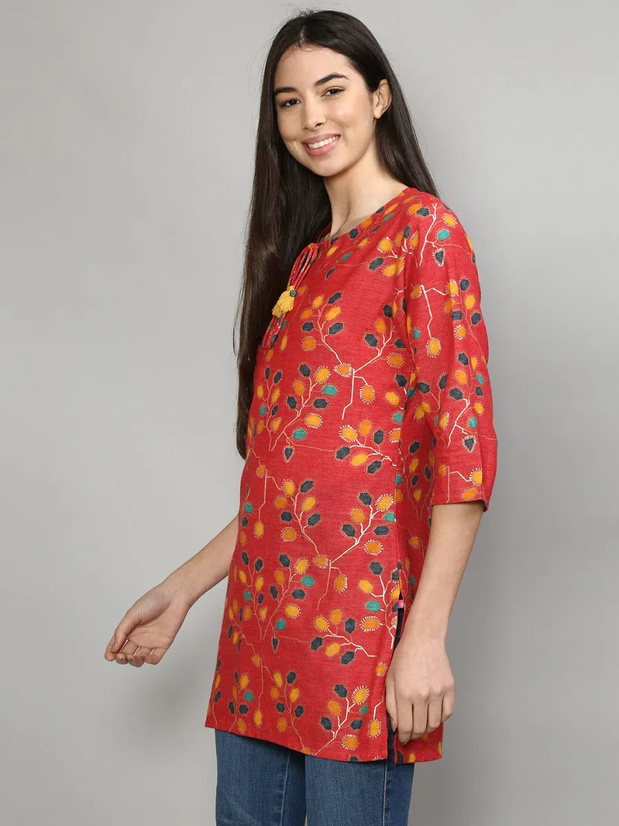 Beautiful Coral Floral Printed Tunic