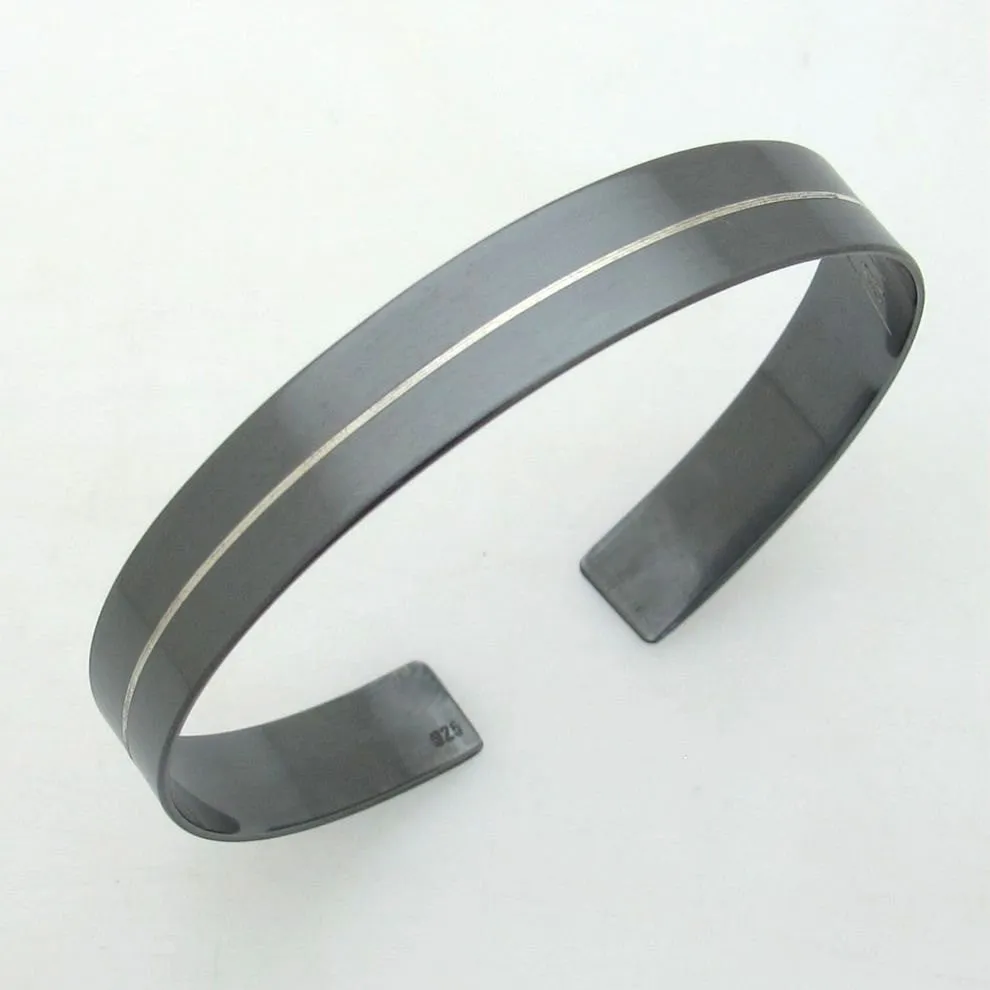 Black Bracelet - Line Cuff for Men