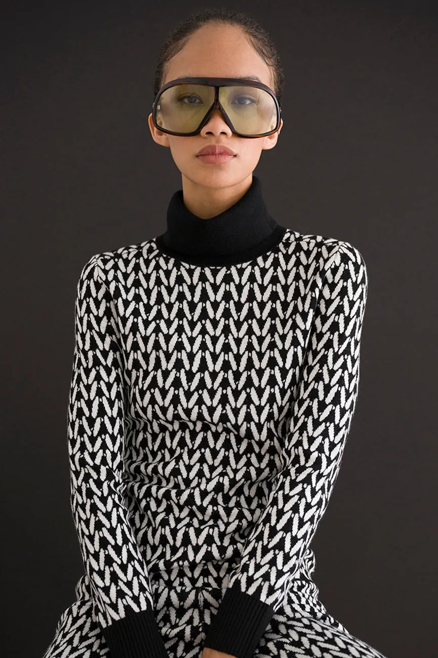 Black Stitches EcoMerino Long Sleeve Turtleneck