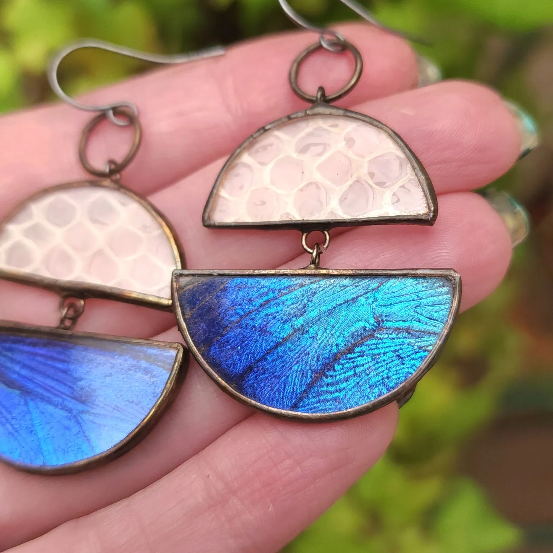 Blue Butterfly   Snakeskin Shed Horizon Earrings