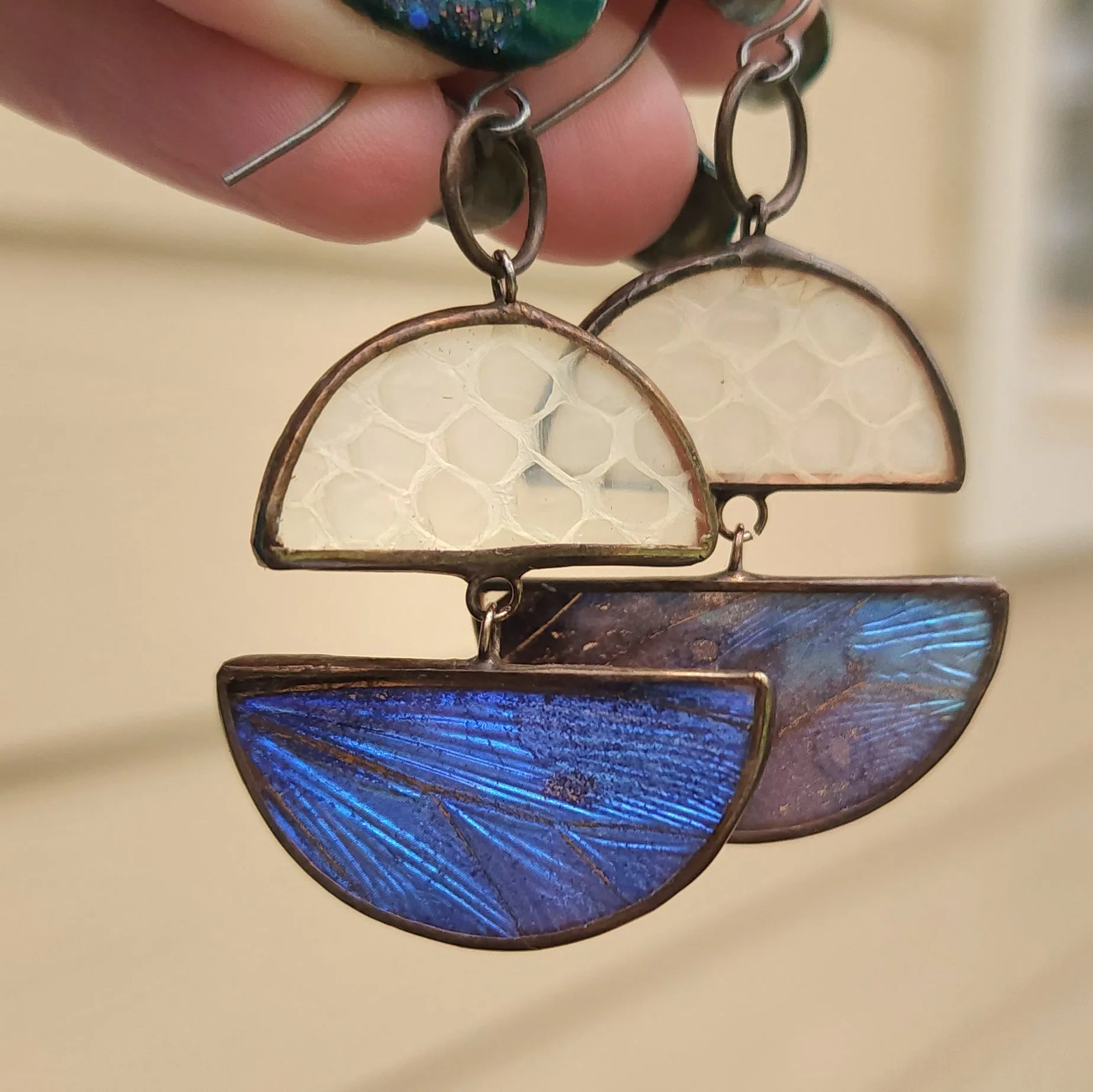 Blue Butterfly   Snakeskin Shed Horizon Earrings