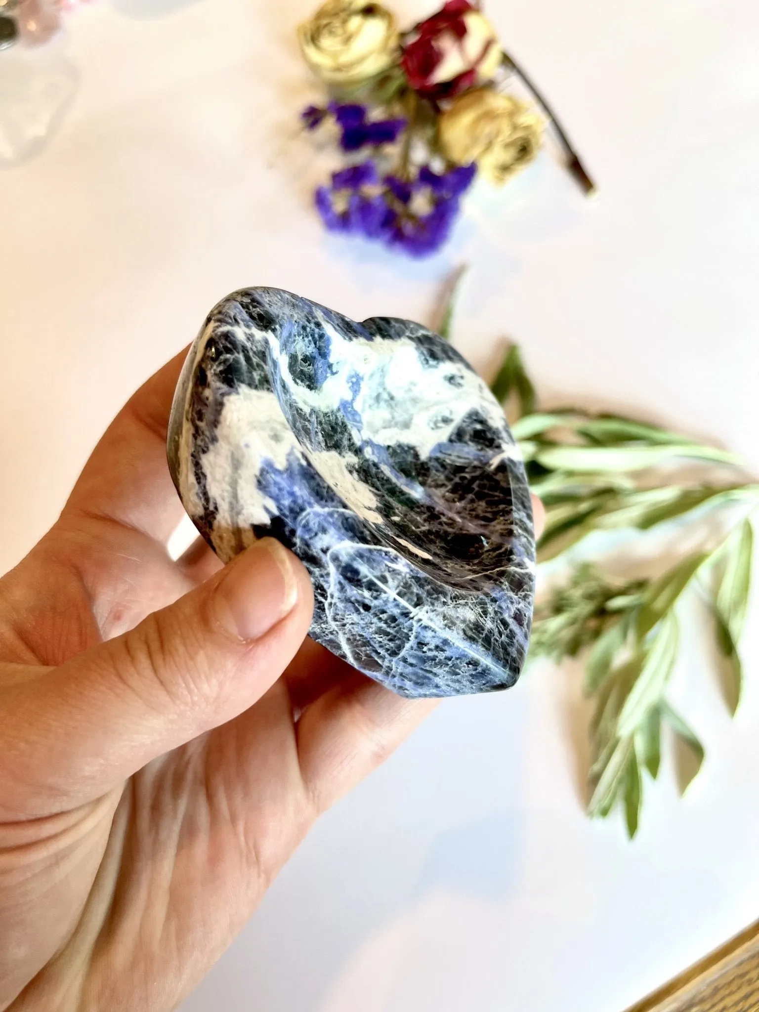 Blue White Heart Sodalite Dish