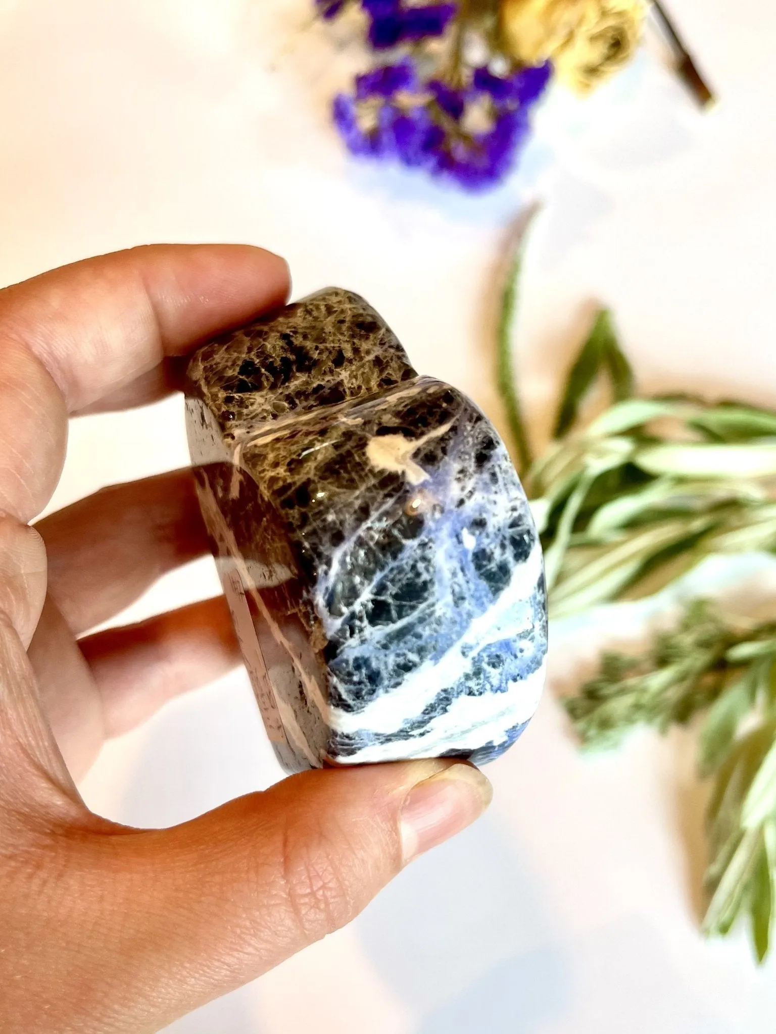 Blue White Heart Sodalite Dish