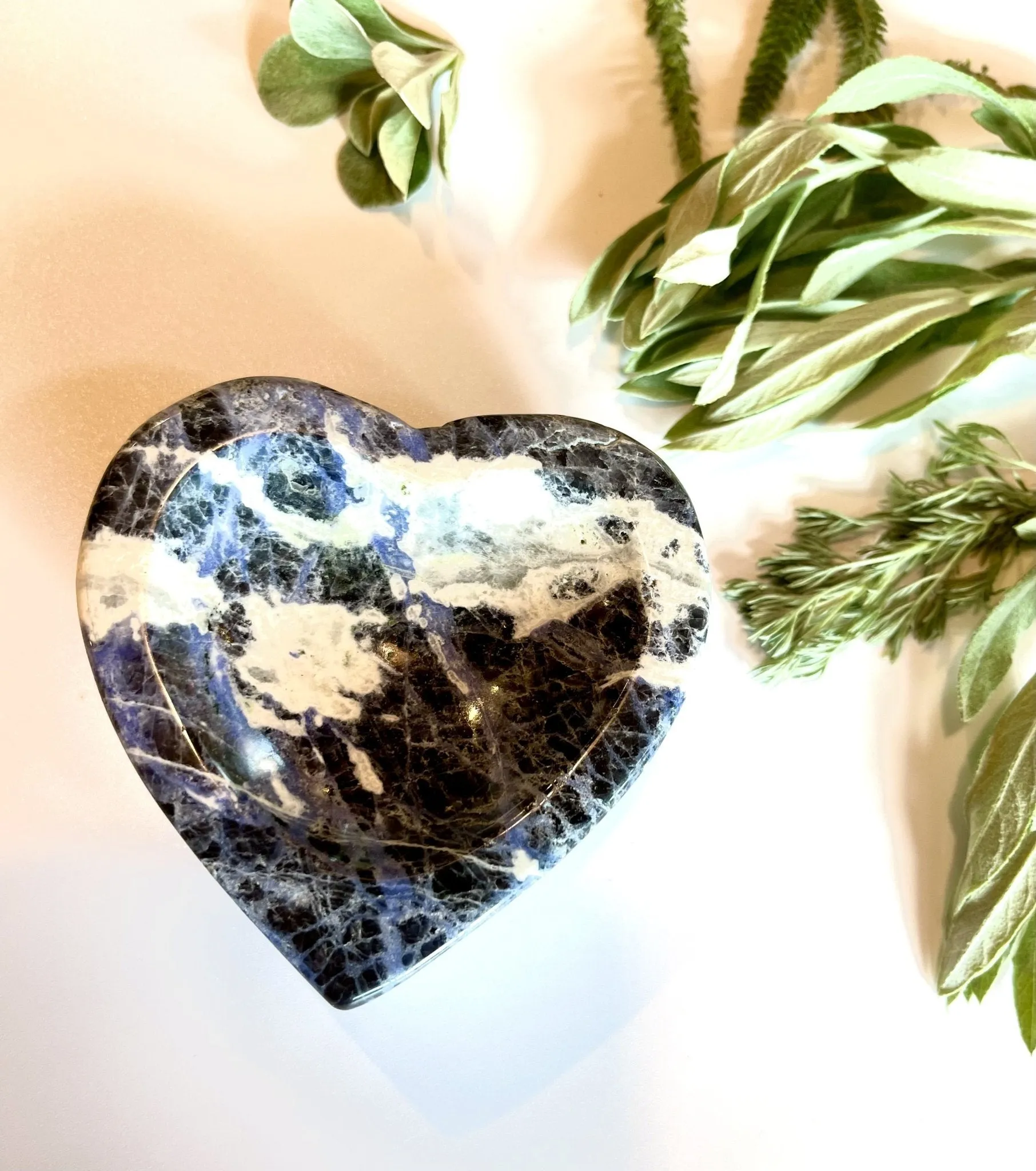 Blue White Heart Sodalite Dish