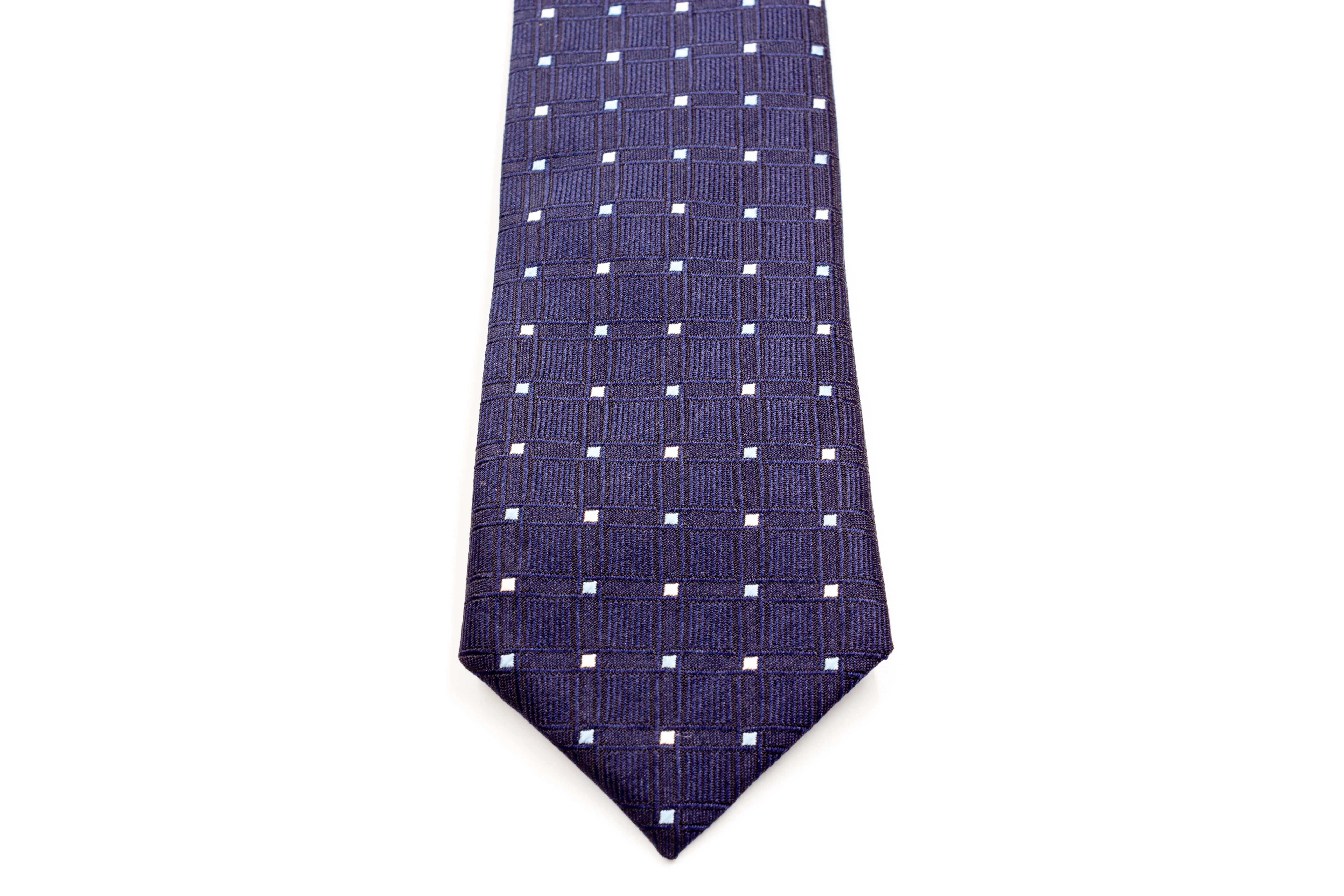 Boys Ties - Navy Mutli Polka Dots