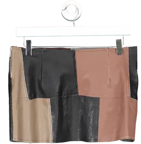 Brown Panel Contrast Mini Skirt UK S