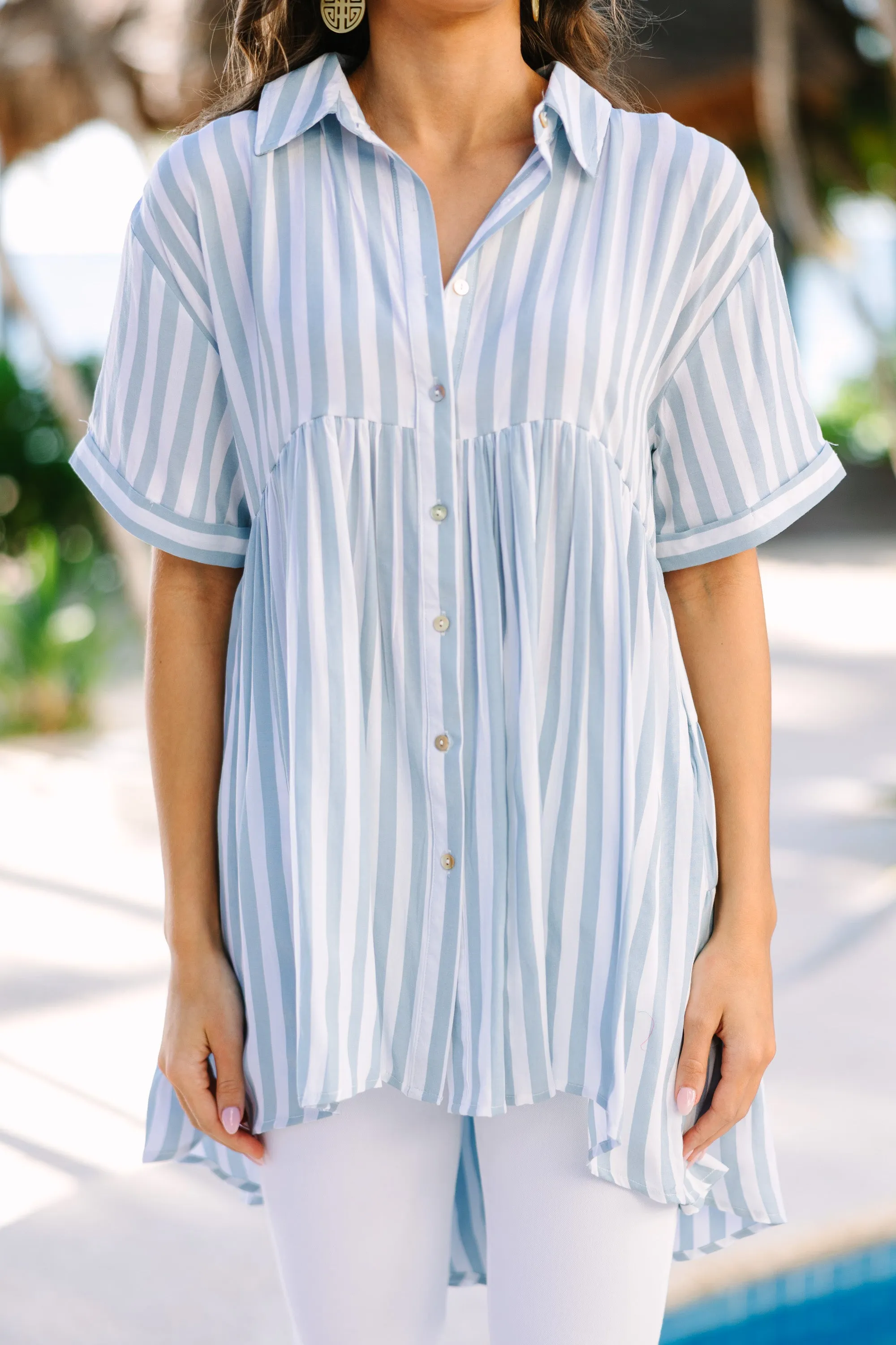 Can't Leave You Behind Blue Striped Tunic