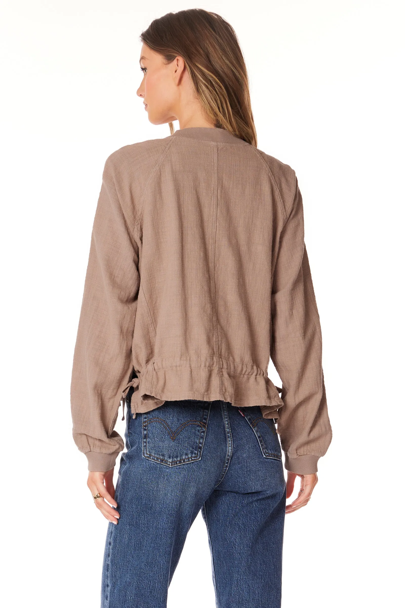 CINCHED HEM BOMBER JACKET