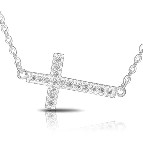 Classic Sideways Cross Necklace Sterling Silver