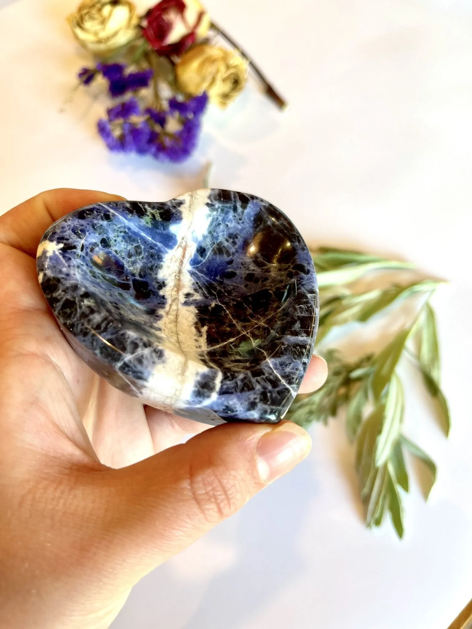 Cupid Blue White Heart Sodalite Dish