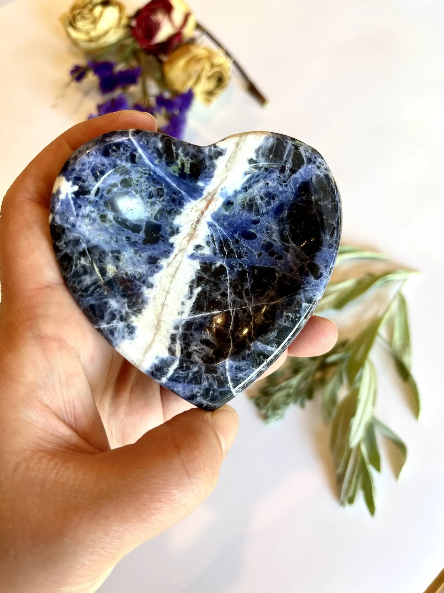 Cupid Blue White Heart Sodalite Dish