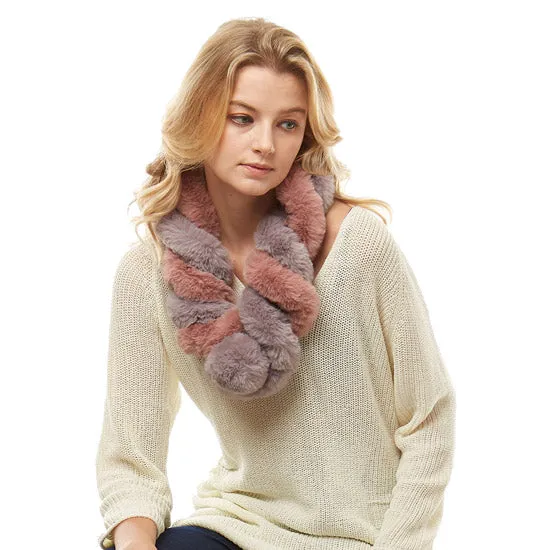 Deluxe Twisted Faux Fur Pull Through Scarf