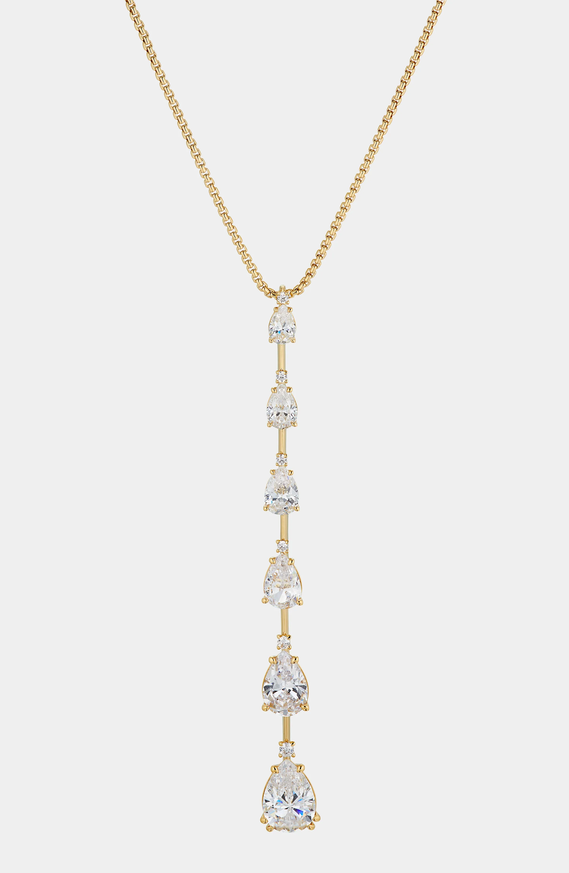 EVELYN MULTI PEAR CZ DROP Y NECKLACE